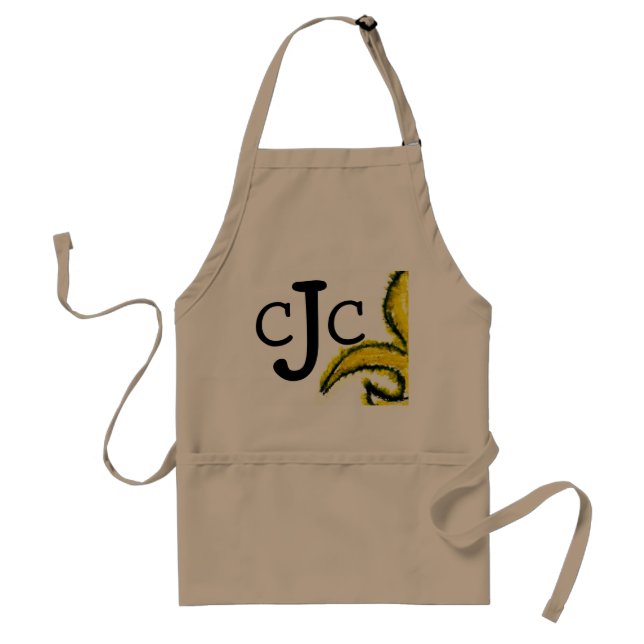 Delantal Monograma Initial Fluer de Lis Apron (Frente)