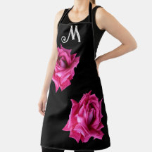 Monograma M personalizable rosa caliente floral
