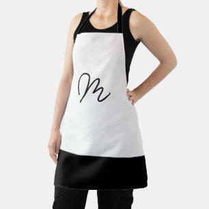 Delantal Monograma minimalista en blanco y negro