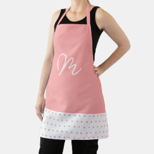 Delantal Monograma minimalista rosa y blanco