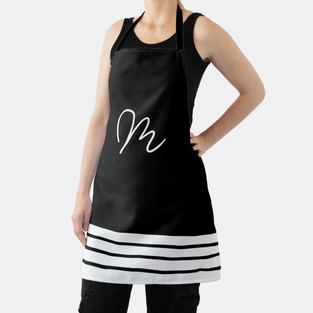 Delantal Monograma mínimo blanco y negro (in situ)