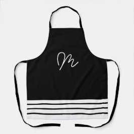 Delantal Monograma mínimo blanco y negro