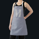 Delantal Monograma mínimo moderno Nombre gris inicial<br><div class="desc">Monograma minimal moderno Nombre Gris Púrpura Inicial Apron,  el regalo perfecto para quien le guste cocinar o artesanar!</div>