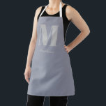 Delantal Monograma mínimo moderno Nombre gris inicial<br><div class="desc">Monograma minimal moderno Nombre Gris Púrpura Inicial Apron,  el regalo perfecto para quien le guste cocinar o artesanar!</div>