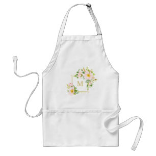 Delantal Monograma Moda floral Pastel Cute Rosas Bouquet