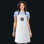 Delantal Monograma moderno blanco minimalista inicial<br><div class="desc">Minimalista blanco negro moderno monograma inicial Apron. Color inicial negro sobre fondo de color sólido plano blanco. Minimalista,  moderno,  elegante y de diseño. Unisex. Disponible en muchos tamaños. Ideal para cocineros,  chefs,  cerámica,  cerámica,  artesanía,  trabajo,  cocina,  cocina,  cocción,  cocción,  barbacoa,  parrillada,  comercios y tiendas,  etc</div>
