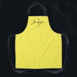Delantal Monograma moderno de escritura negra amarillo pers<br><div class="desc">Muestra tu estilo con este moderno Apron personalizado del Monograma de escritura Negra Amarilla. Está diseñado con un fondo completamente impreso amarillo y el inicial está en gris y el nombre está en escritura con letras de color negro. Hace una gran idea de regalo para las mujeres que aman hornear...</div>