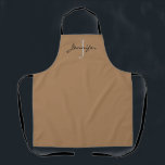 Delantal Monograma moderno de escritura negra marrón person<br><div class="desc">Muestra tu estilo con este Modern Apron personalizado del Monograma de escritura Negra Marrón. Está diseñado con un fondo de todo-sobre-impresión marrón y el inicial está en gris y el nombre está en escritura con letras de la mano negra. Hace una gran idea de regalo para las mujeres que aman...</div>