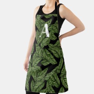 Delantal Monograma moderno de impresión de palma de hojas t