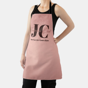 Delantal Monograma moderno elegante de salón rosa