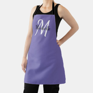 Delantal Monograma moderno mínimo púrpura + inicial