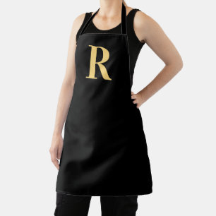 Delantal Monograma moderno oro negro