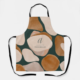 Delantal Monograma moderno óxido verde abstracto moda elega