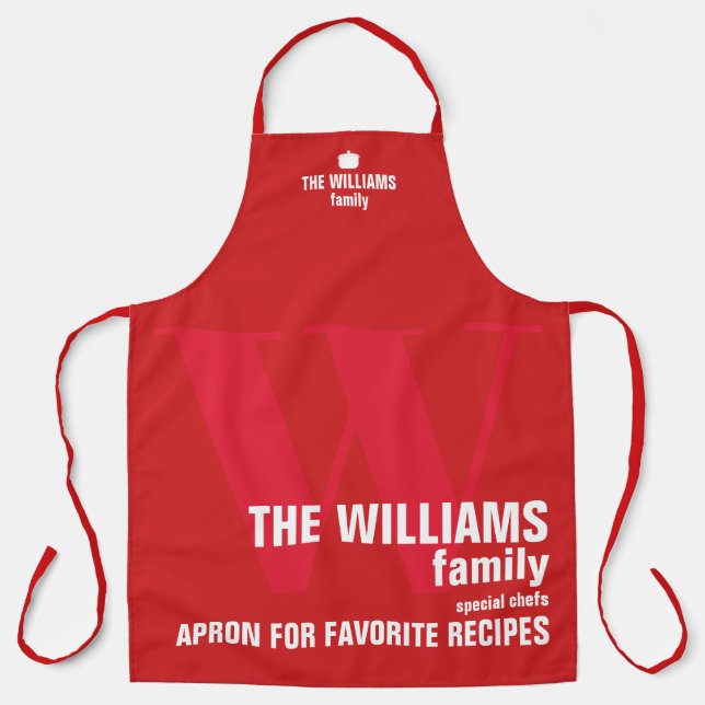 Delantal Monograma moderno Typografía RED (Anverso)