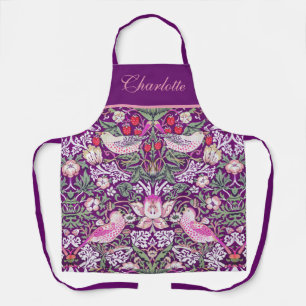Delantal Monograma Morado William Morris Strawberry Thief
