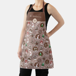 Delantal Monograma Navideño de Pan de Jengibre Caprichoso p