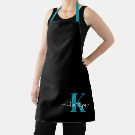 Delantal Monograma Negro Teal
