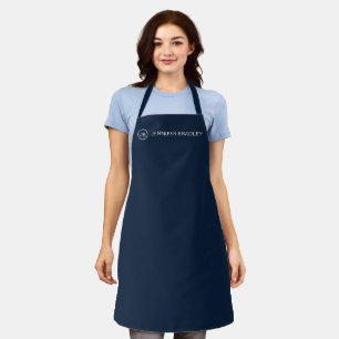 Delantal Monograma Nombre personalizado Blanco y azul