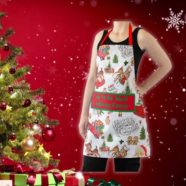 Delantal Monograma Nombre Vintage Navidad | (Subido por el creador)