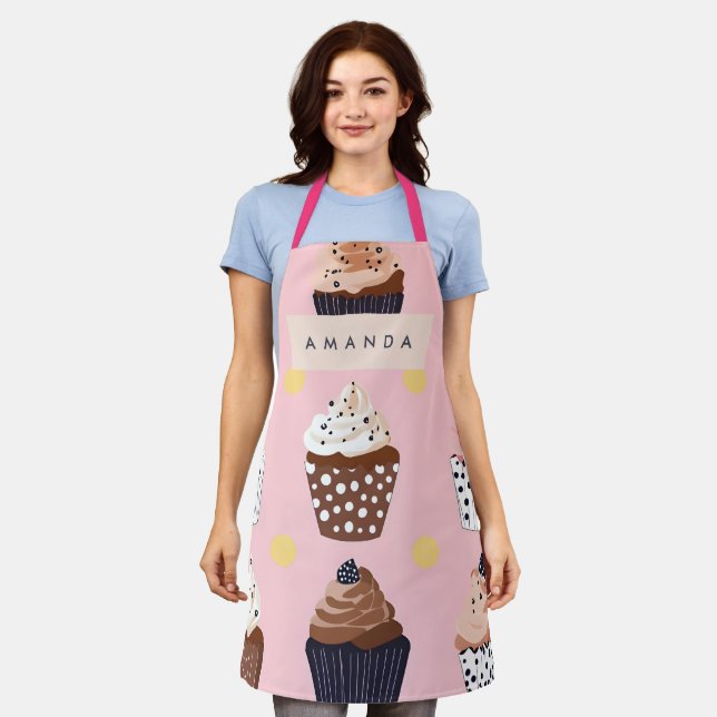 Delantal Monograma pastel dulce personalizado (Gastado)