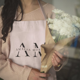 Delantal Monograma Pastel Rosa Apron personalizado