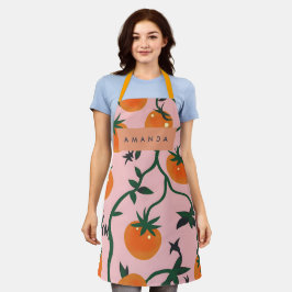 Delantal Monograma Patrón de vino de tomate retro personali