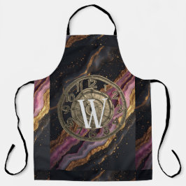 Delantal Monograma Personalizado Ágata Rosa Metal Rústico d