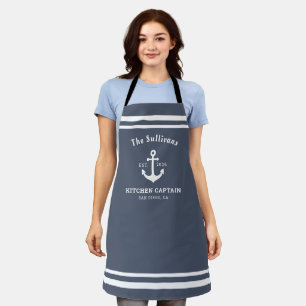 Delantal Monograma personalizado azul pizarra costero moder