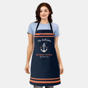 Delantal Monograma Personalizado Capitán de Cocina Coral Na
