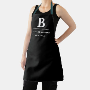 Delantal Monograma personalizado clásico negro inicial