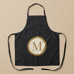 Delantal Monograma personalizado de sello central negro y d
