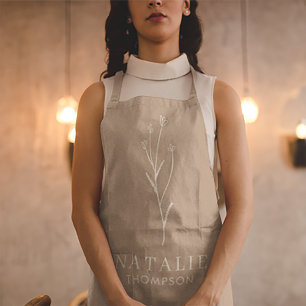 Delantal Monograma personalizado del hongo marrón de Moda b