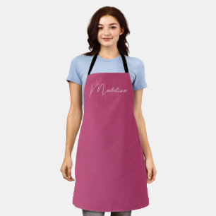 Delantal Monograma Personalizado Moderno Rosa