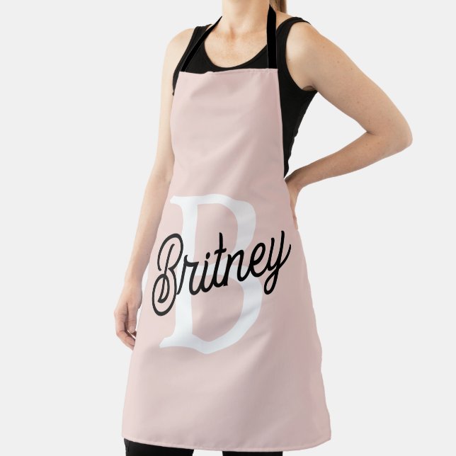 Delantal Monograma personalizado moderno y nombre Pastel ro (in situ)