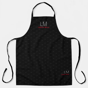 Delantal monograma personalizado negro elegante