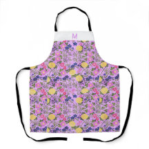 Monograma personalizado trendy floral lindo violet
