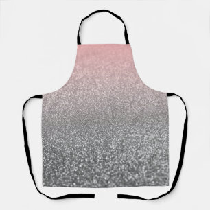 Delantal Monograma personalizado vintage brillo rosa respla