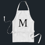 Delantal Monograma personalizado y nombre Apron adulto<br><div class="desc">El Monograma y Regalo de Nombres Personalizados incluye un monograma y un nombre personalizados en el estilo clásico de tipo de letra serif. Perfecto como regalo del padre para papá y para cualquier ocasión especial.</div>