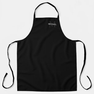 Delantal Monograma personalizado y nombre negro