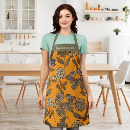 Delantal Monograma Personalizar de flores exóticas de otoño