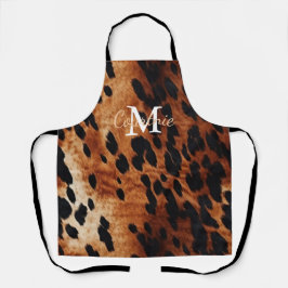 Delantal Monograma Piel de vaca marrón