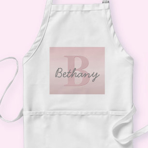Delantal Monograma rosa de Personalizable corto y script de