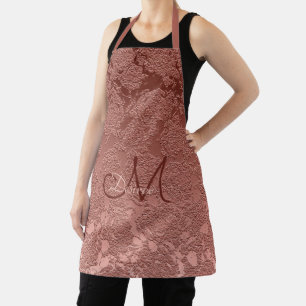 Delantal Monograma Rosa Oro Rosa Trendy Girly Floral