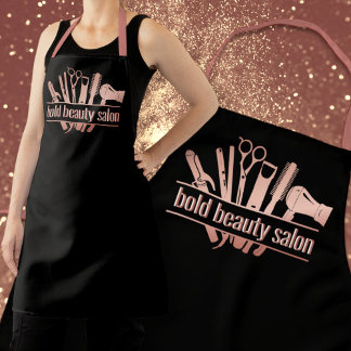 Delantal Monograma Rosa Salón de belleza de oro Herramienta