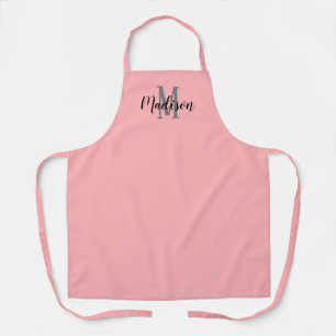Delantal Monograma Rubor manuscrito rosa personalizado