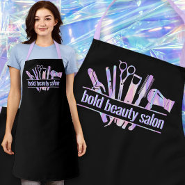 Delantal Monograma Salón de Belleza Iridescente Herramienta