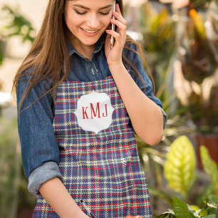 Delantal Monograma simple Naval Cute patrón de plástico ver