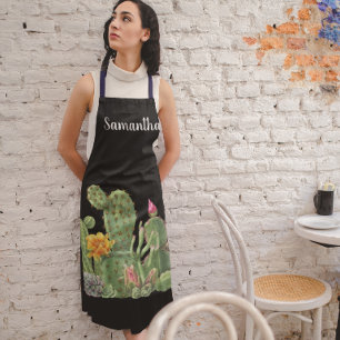 Delantal Monograma Suculento de Cactus con coloración de ag
