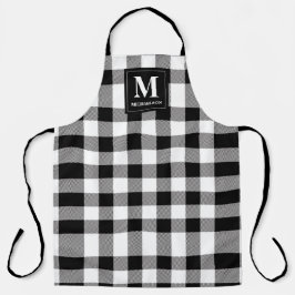 Delantal Monograma Tapado de búfalo blanco y negro