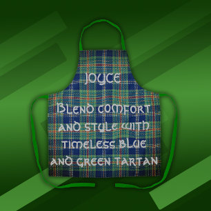 Delantal Monograma Tartán azul y verde inmaduro